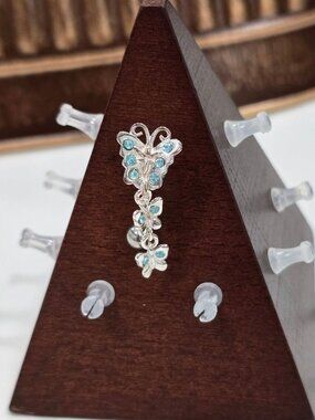Painful Pleasures ✦ Sterling Silver Butterfly Navel Ring ✦ 14G Blue Gem Accents